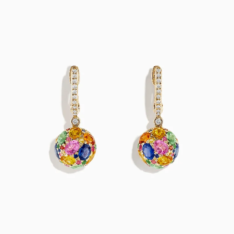 Watercolors 14K Yellow Gold Multi Sapphire Ball Earrings