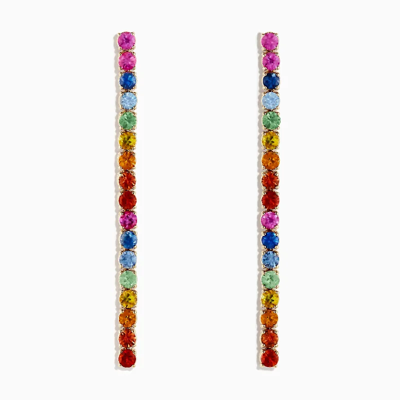 Watercolors 14K Yellow Gold Multi Sapphire Earrings