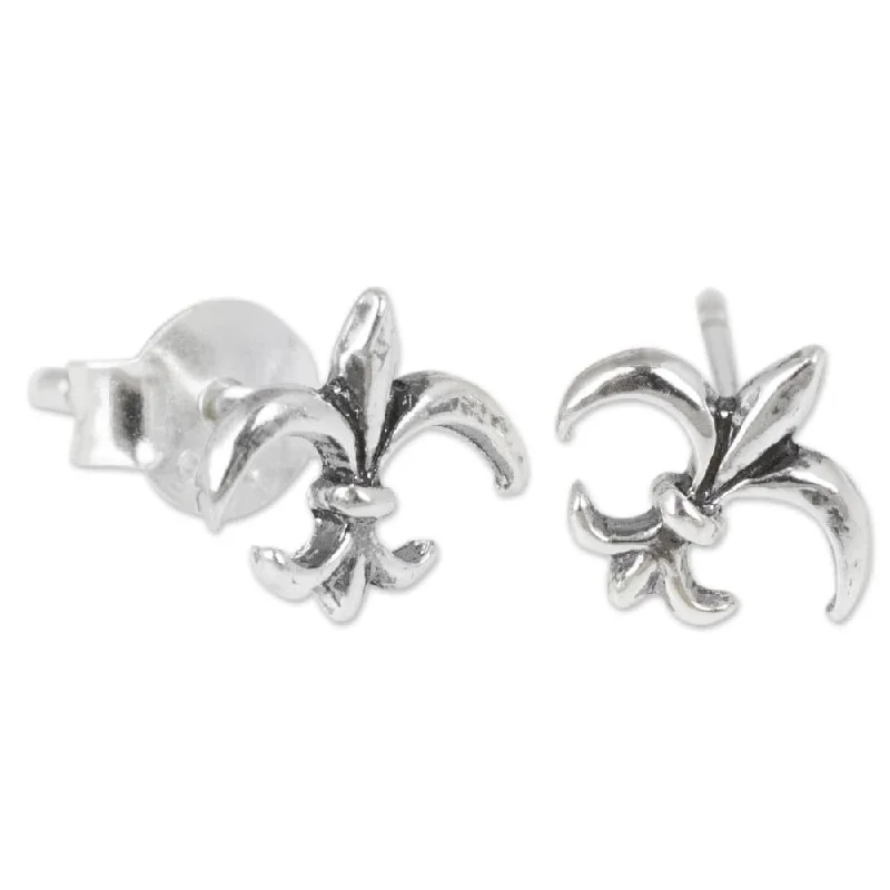 Handmade Sterling Silver 'Fleur-de-lis' Earrings (Thailand)