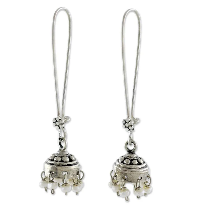 Handmade Sterling Silver Pearl Earrings (India)