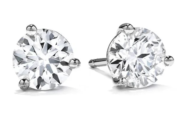 Hearts On Fire Round Solitaire/Stud Diamond Earrings in 18K White Gold (.50ctw)