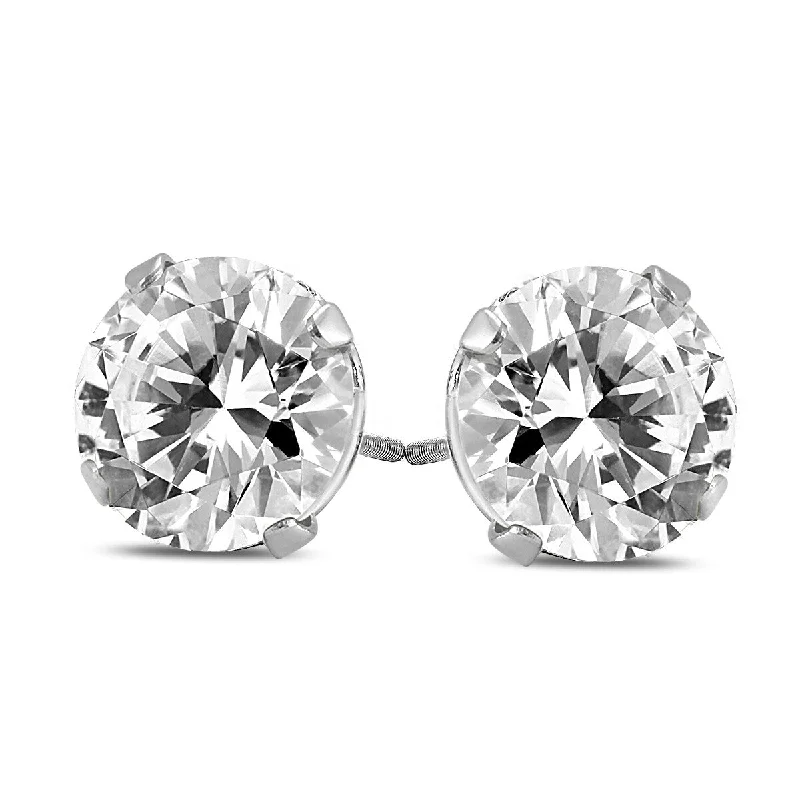 Marquee 1 1/4 Carat TW Diamond Solitaire Earrings in 14K White Gold (H-I Color, I1 Clarity)