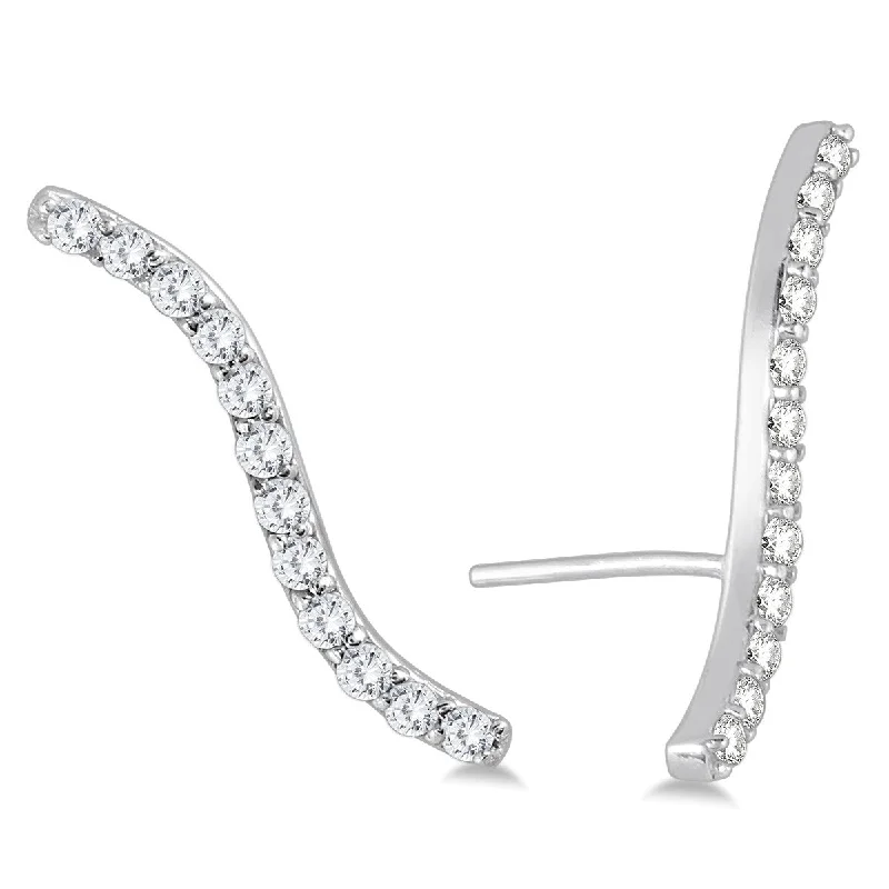 Marquee 1/2 Carat TW Diamond Climber Earrings in 14K White Gold