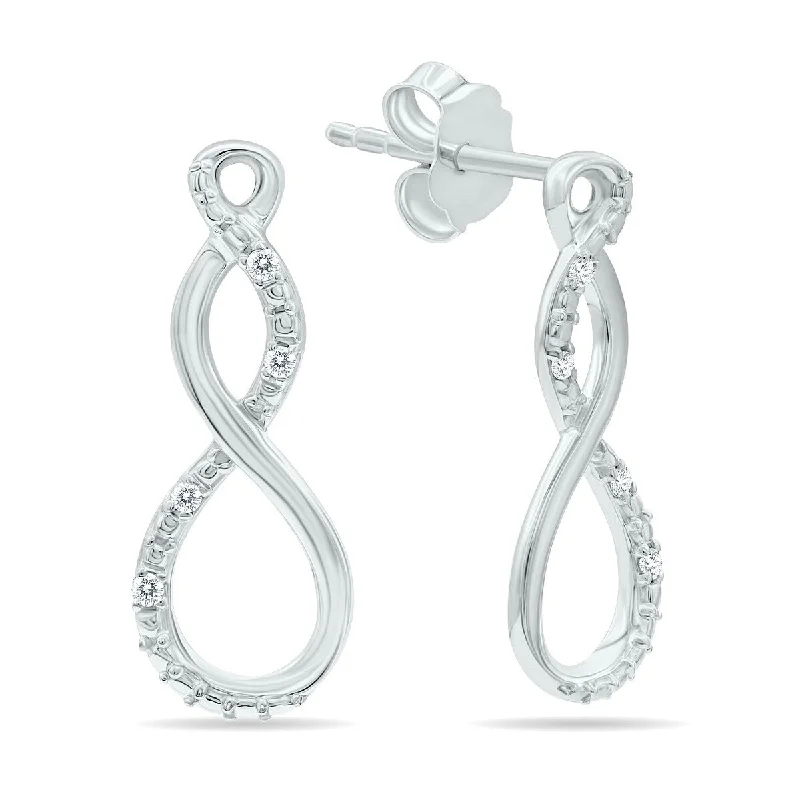 Marquee 1/4 Carat Diamond Infinity Twist Earrings in .925 Sterling Silver