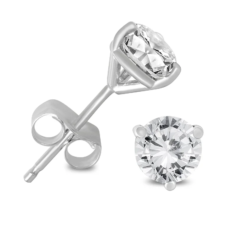 Marquee 14K White Gold 3/4 Carat TW Certified Martini Set Round Diamond Solitaire Earrings (I-J, I1-I2)