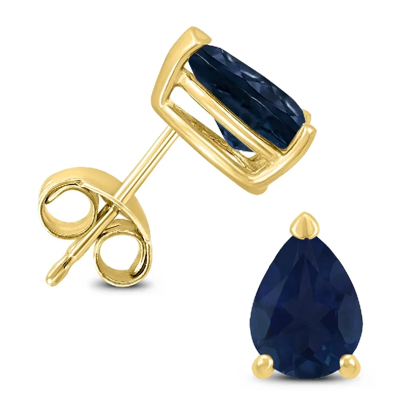 Marquee 14K Yellow Gold 5x3MM Pear Sapphire Earrings