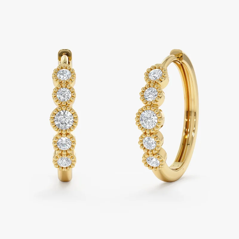 Milgrain Diamond Bezel Earrings, Shirley