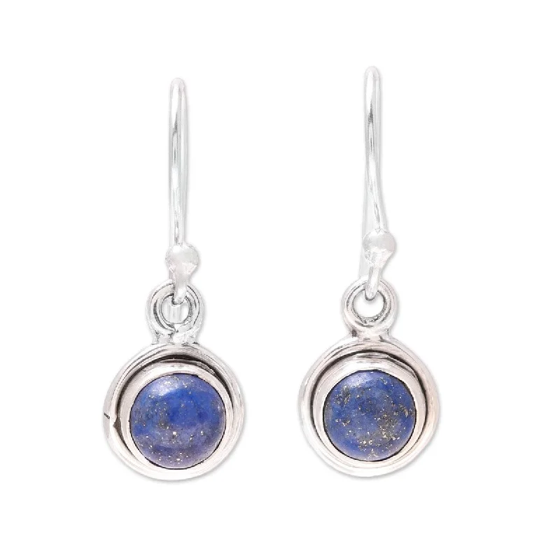 NOVICA Adorable Moon in Deep Blue, Lapis lazuli dangle earrings