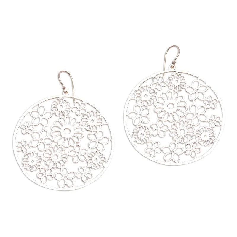 NOVICA Circular Bouquets, Sterling silver dangle earrings - 2.8*0.1