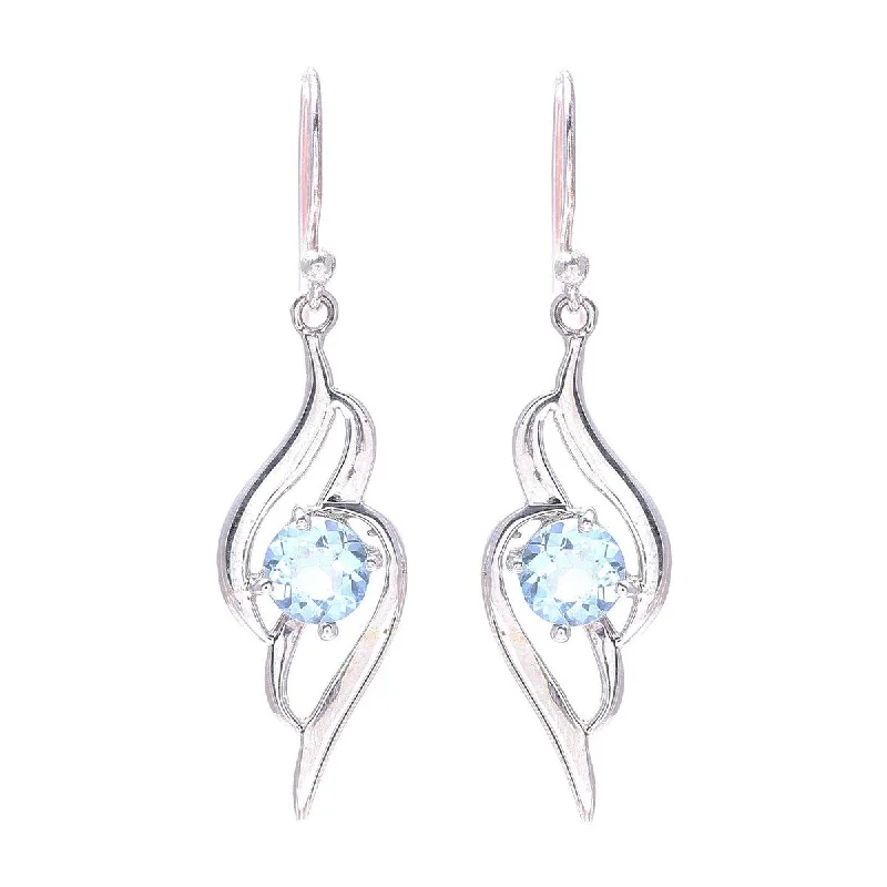 NOVICA Dazzling Gleam, Blue topaz dangle earrings - 1.6L*0.4W