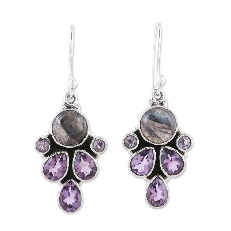 NOVICA Delightful Dazzle, Amethyst and labradorite dangle earrings - 1.7*0.6