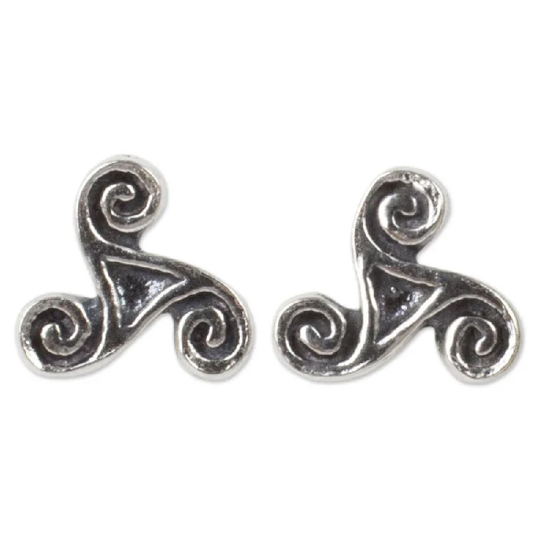 NOVICA Handmade Sterling Silver Celtic Spiral Earrings (Thailand) - 0.2*0.2