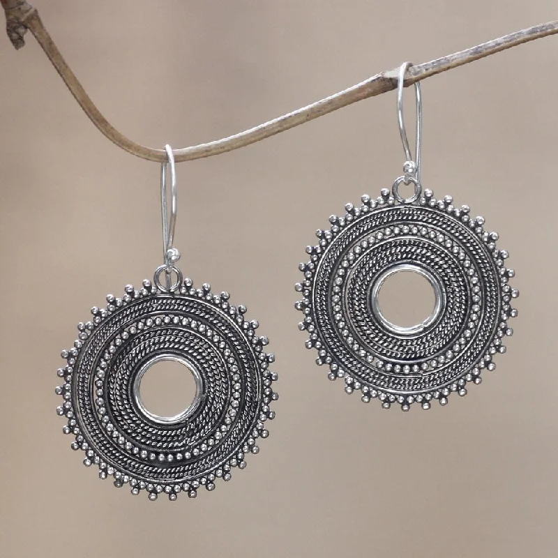 NOVICA Handmade Sterling Silver 'Dazzling Moons' Earrings (Indonesia)