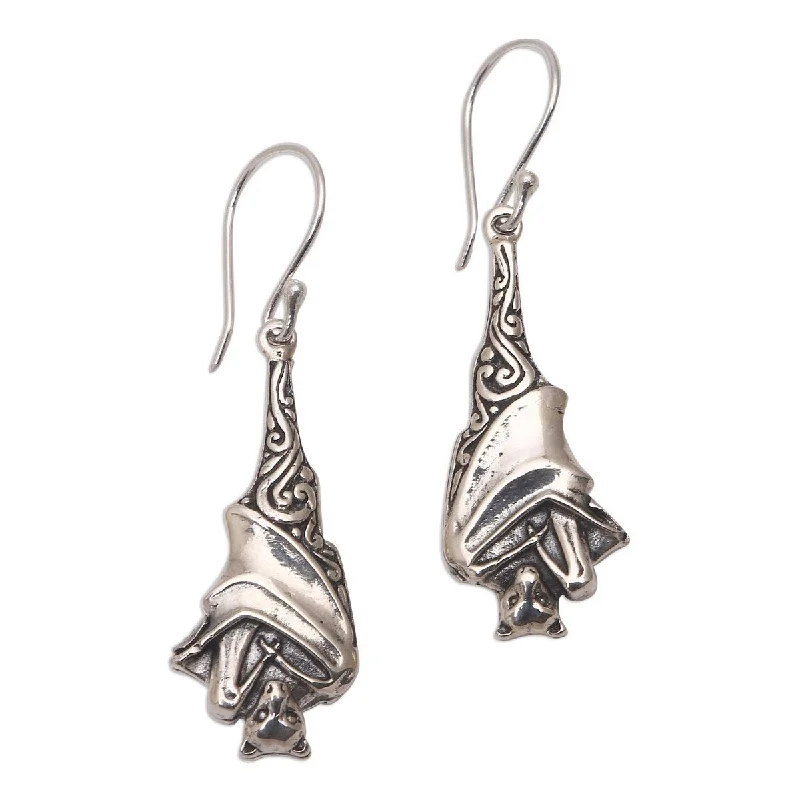 NOVICA Sleeping Bats, Sterling silver dangle earrings - 1.8*0.5