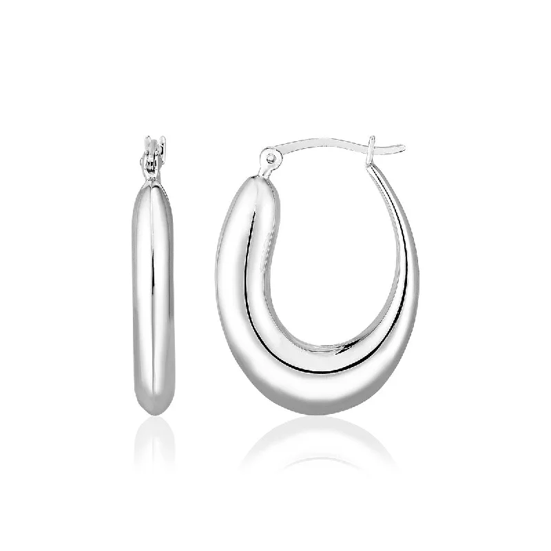 Sterling Silver Polished Domed Hoop Earrings