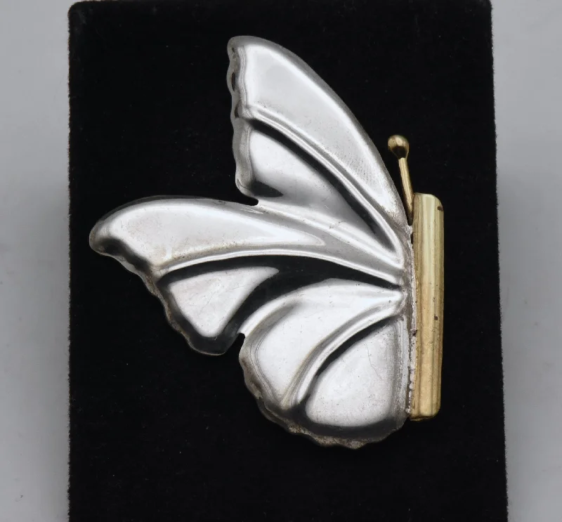 Vintage Handmade Sterling Silver Butterfly Brooch