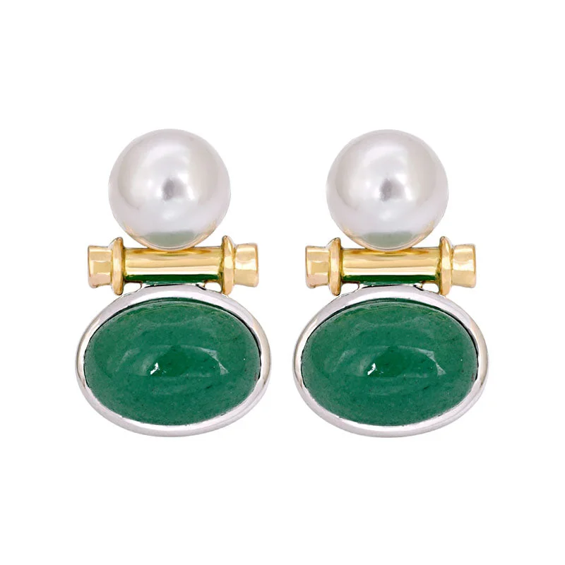 Earrings- Aventurine and South Sea Pearl