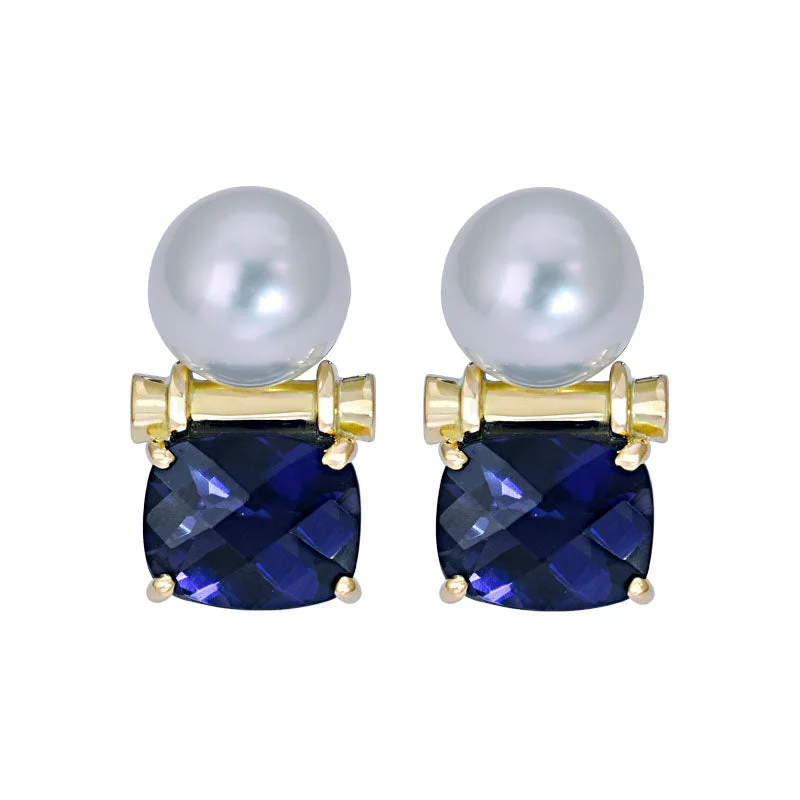 Earrings- Iolite and South Sea Pearl