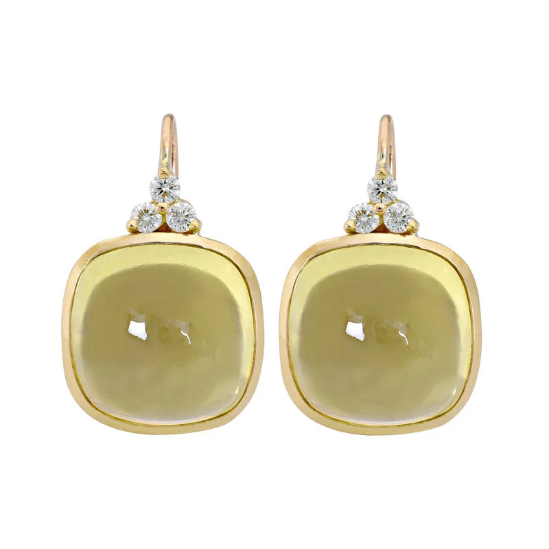 Earrings- Lemon Quartz and Diamond