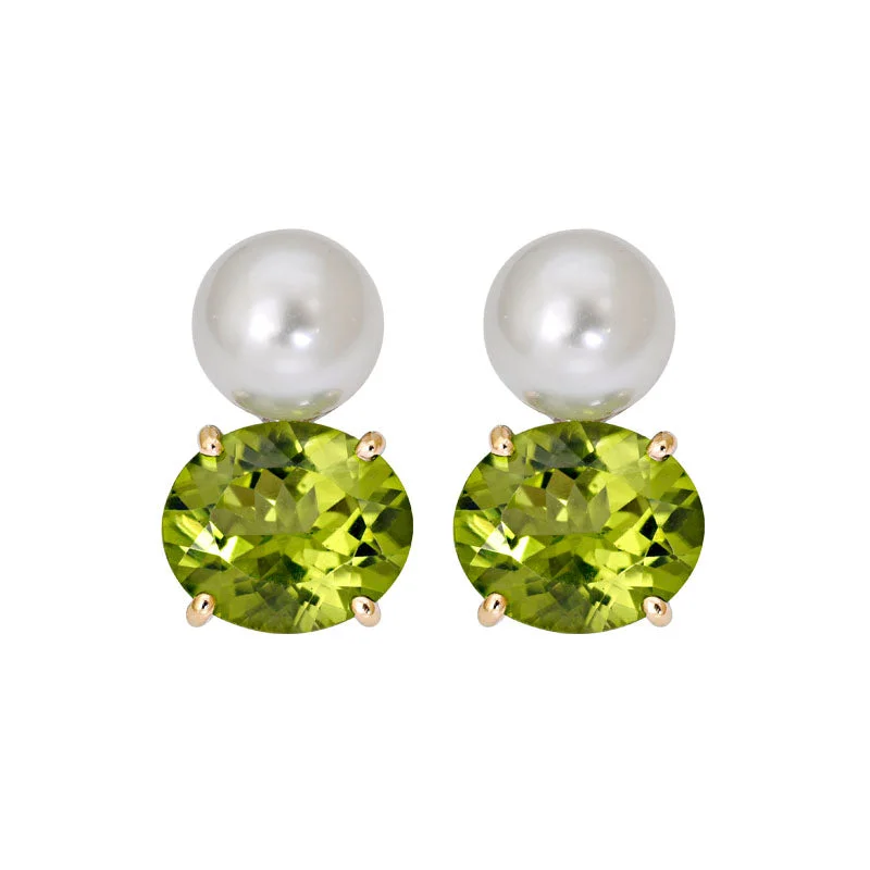 Earrings- Peridot and South Sea Pearl