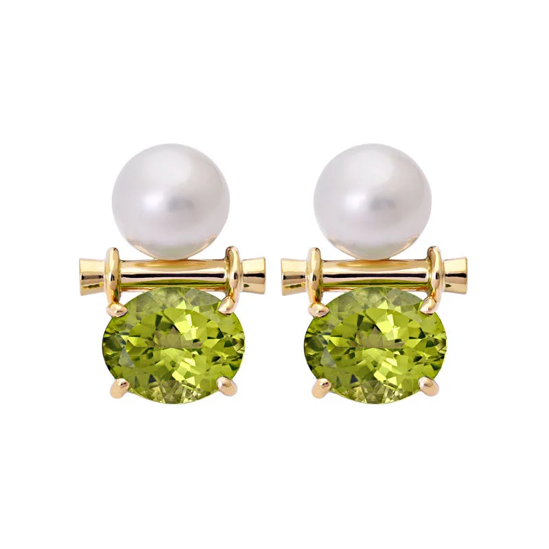 Earrings- Peridot and South Sea Pearl