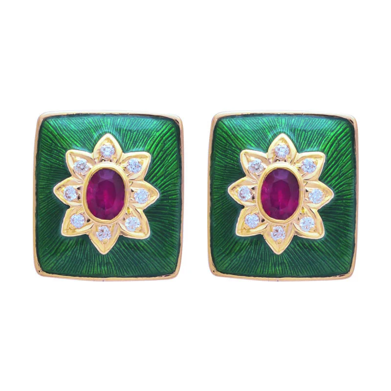 Earrings- Ruby and Diamond (Enamel)