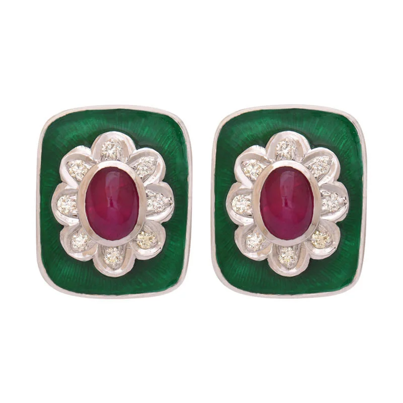 Earrings- Ruby and Diamond (Enamel)