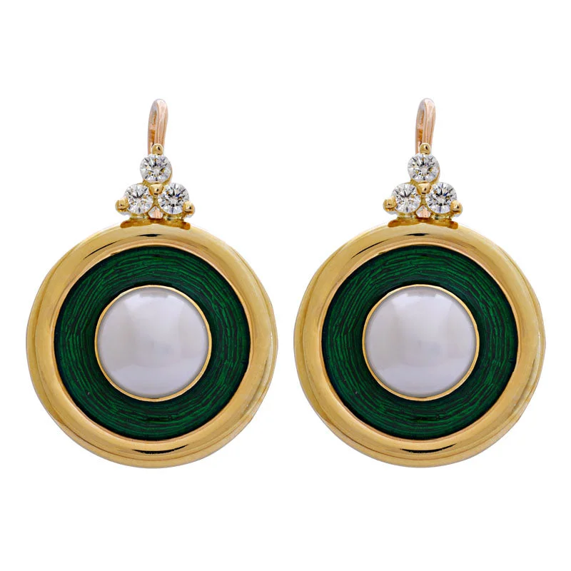 Earrings- South Sea Pearl and Diamond (Enamel)