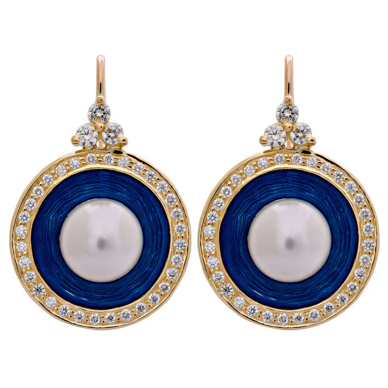 Earrings- South Sea Pearl and Diamond (Enamel)