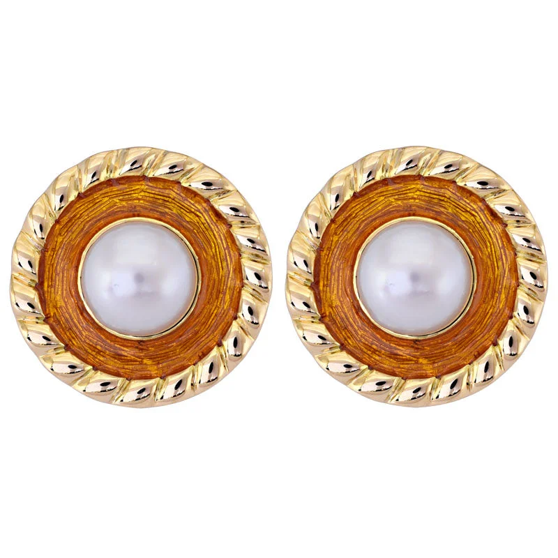 Earrings- South Sea Pearl (Enamel)