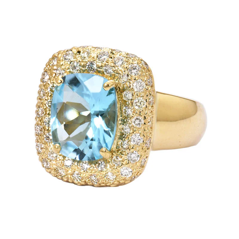 Ring- Blue Topaz and Diamond