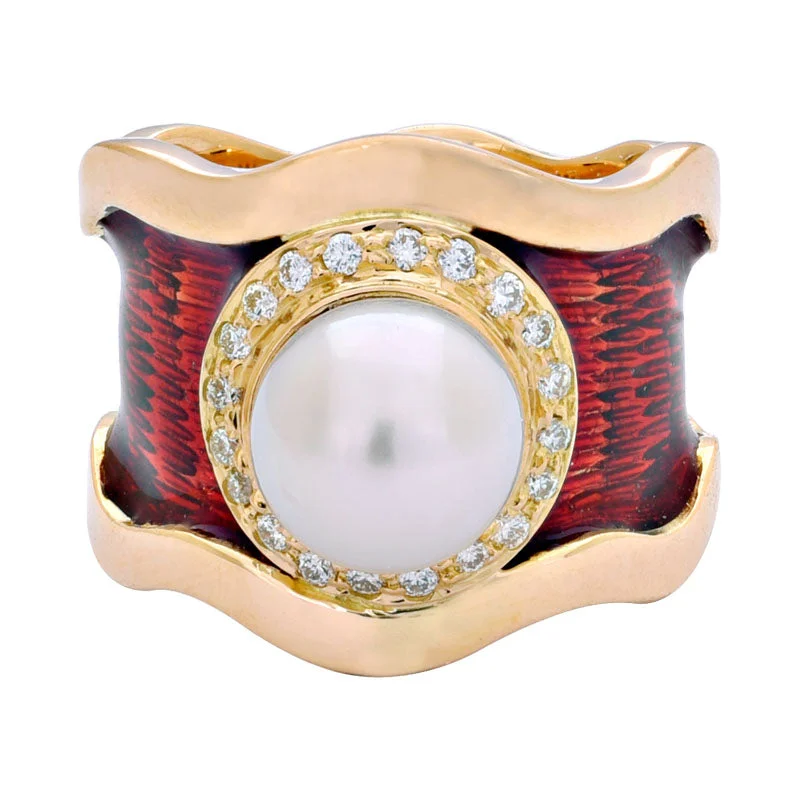 Ring- South Sea Pearl and Diamond (Enamel)