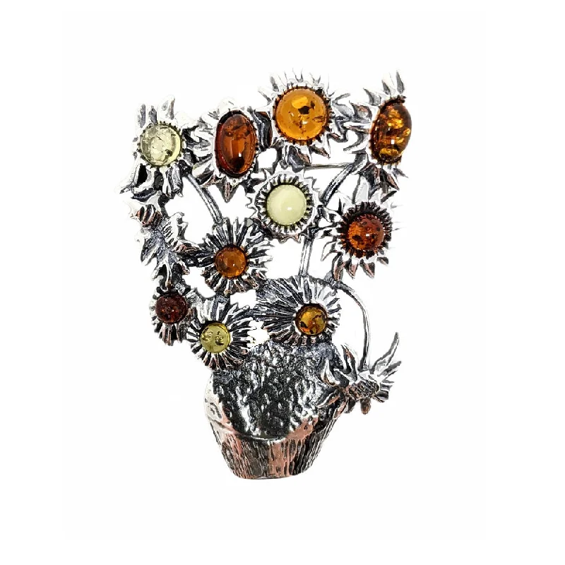 Van Gogh Amber Sunflower Brooch